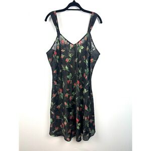 VTG 18/20 Slip‎ Dress 90s Sheer Rose Floral Whimsigoth Grunge Nightgown Coquette